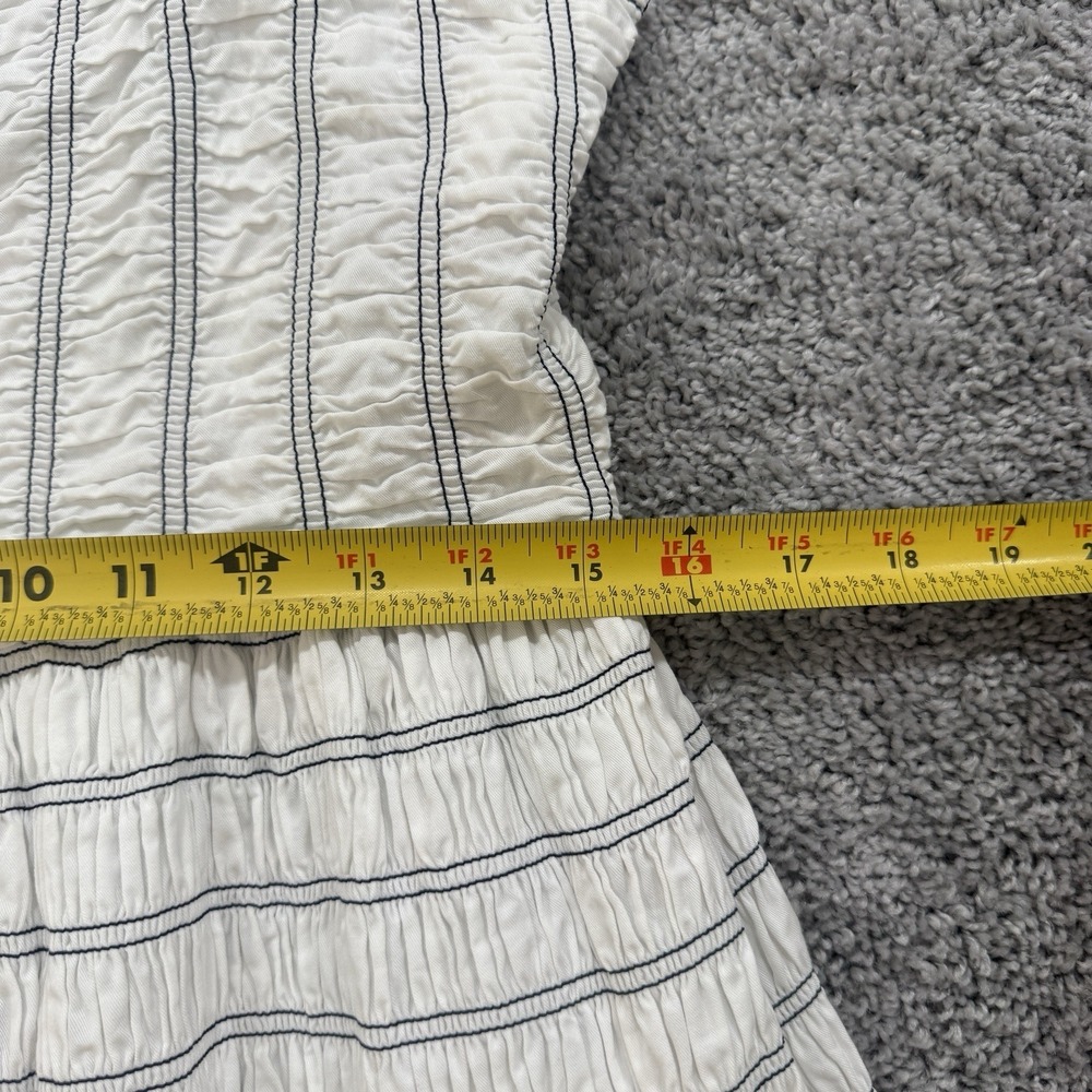 Saylor Adalene Midi Dress L Pinstripe Euro Summer Chic Beachy Smocked Clean Girl - Picture 4 of 13